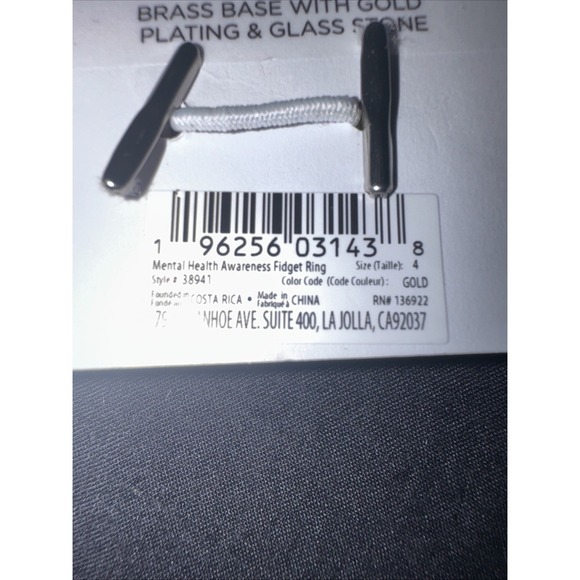 Puravida Mental Health Awareness Fidget Ring Gold Tone sz 4 - Picture 3 of 4